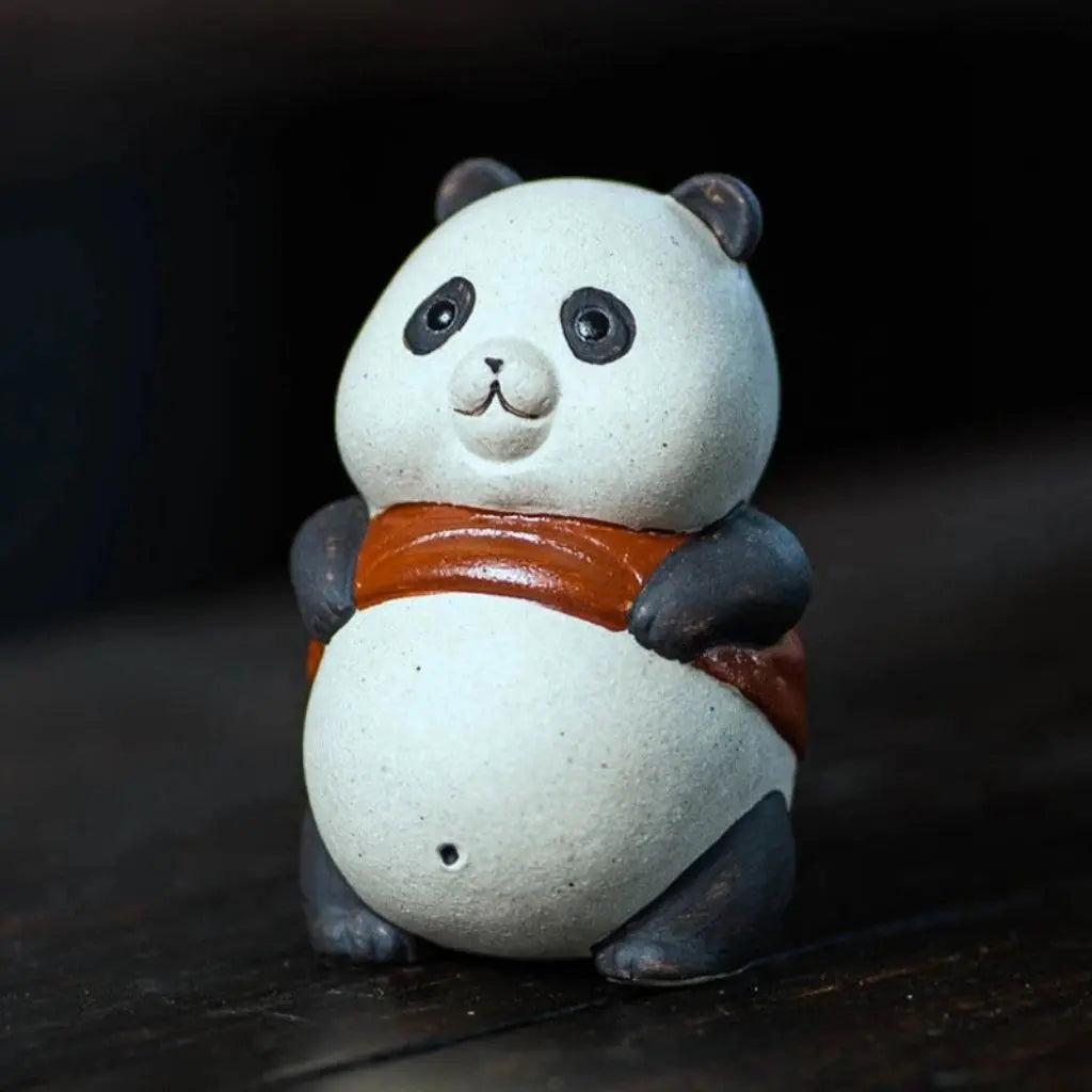 Elva Panda Tea Pet – Ornamento in Argilla di Sabbia Viola