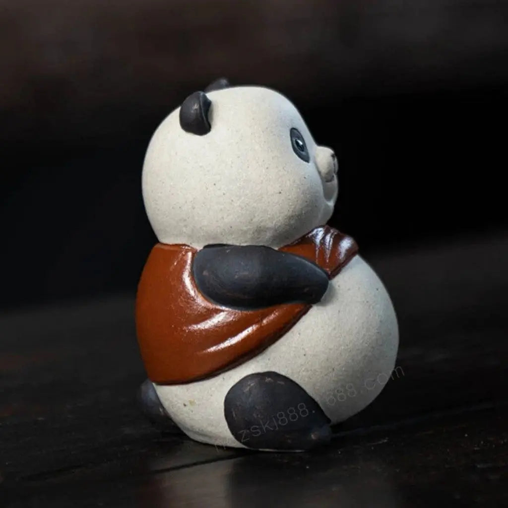 Elva Panda Tea Pet – Ornamento in Argilla di Sabbia Viola