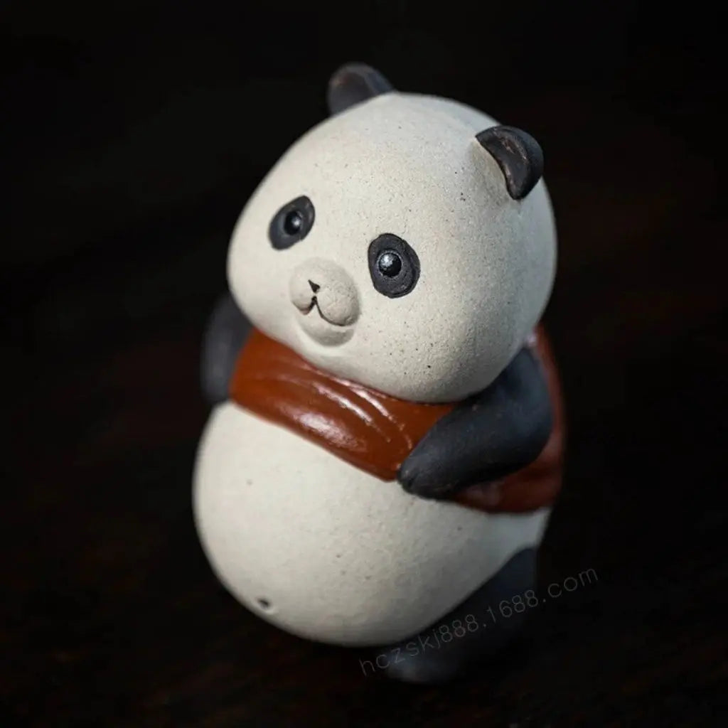 Elva Panda Tea Pet – Ornamento in Argilla di Sabbia Viola
