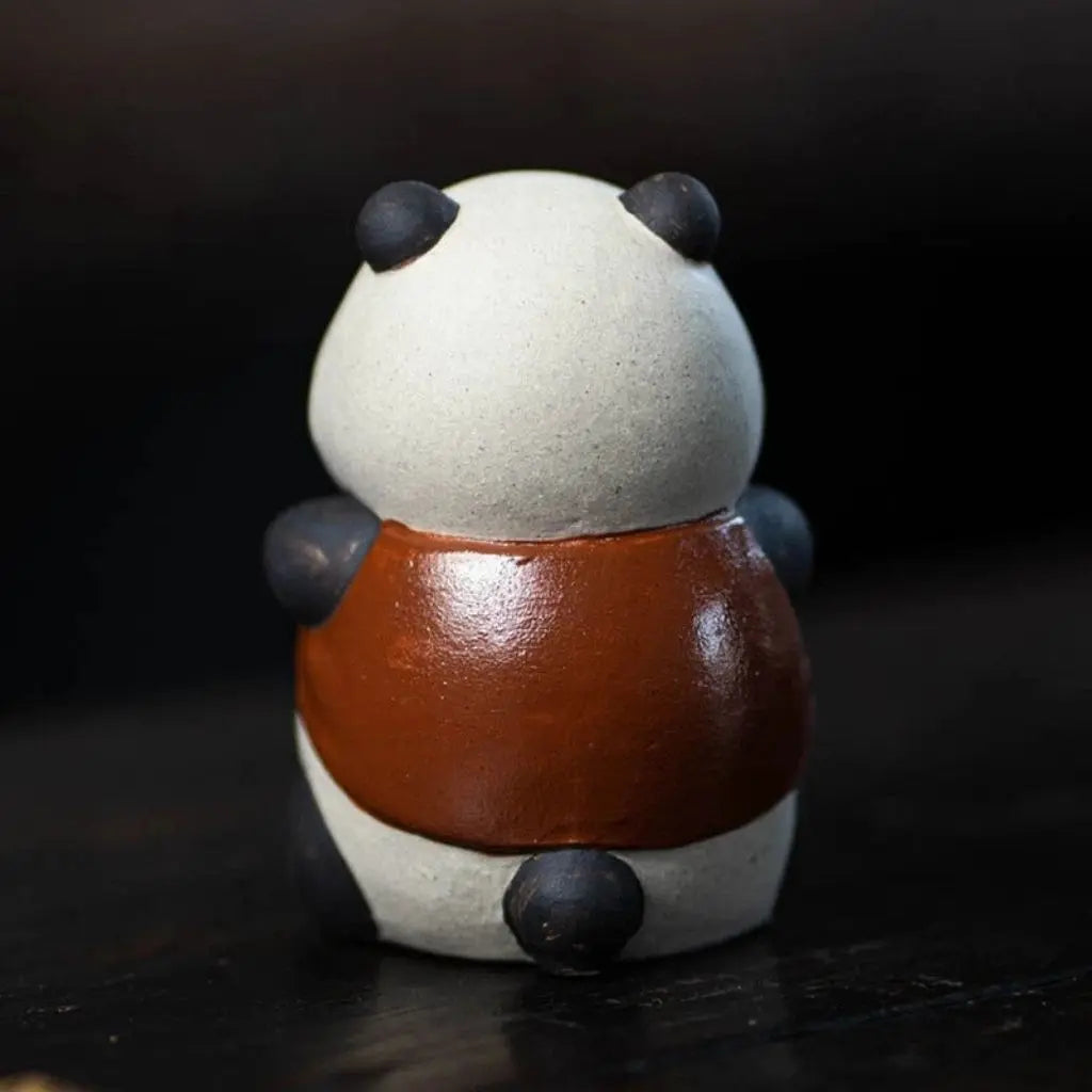 Elva Panda Tea Pet – Ornamento in Argilla di Sabbia Viola