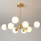 Lustra Lux Lampadario Ottone Vetro Sfere Elegante Moderno