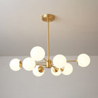 Lustra Lux Lampadario Ottone Vetro Sfere Elegante Moderno