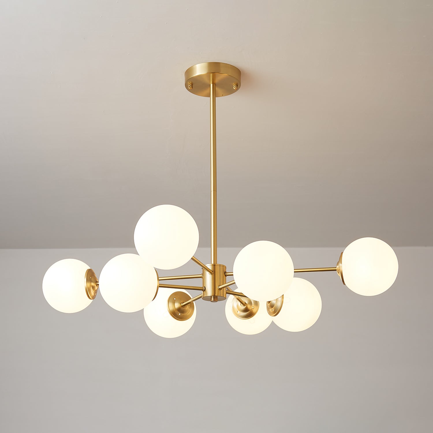 Lustra Lux Lampadario Ottone Vetro Sfere Elegante Moderno