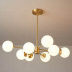 Lustra Lux Lampadario Ottone Vetro Sfere Elegante Moderno