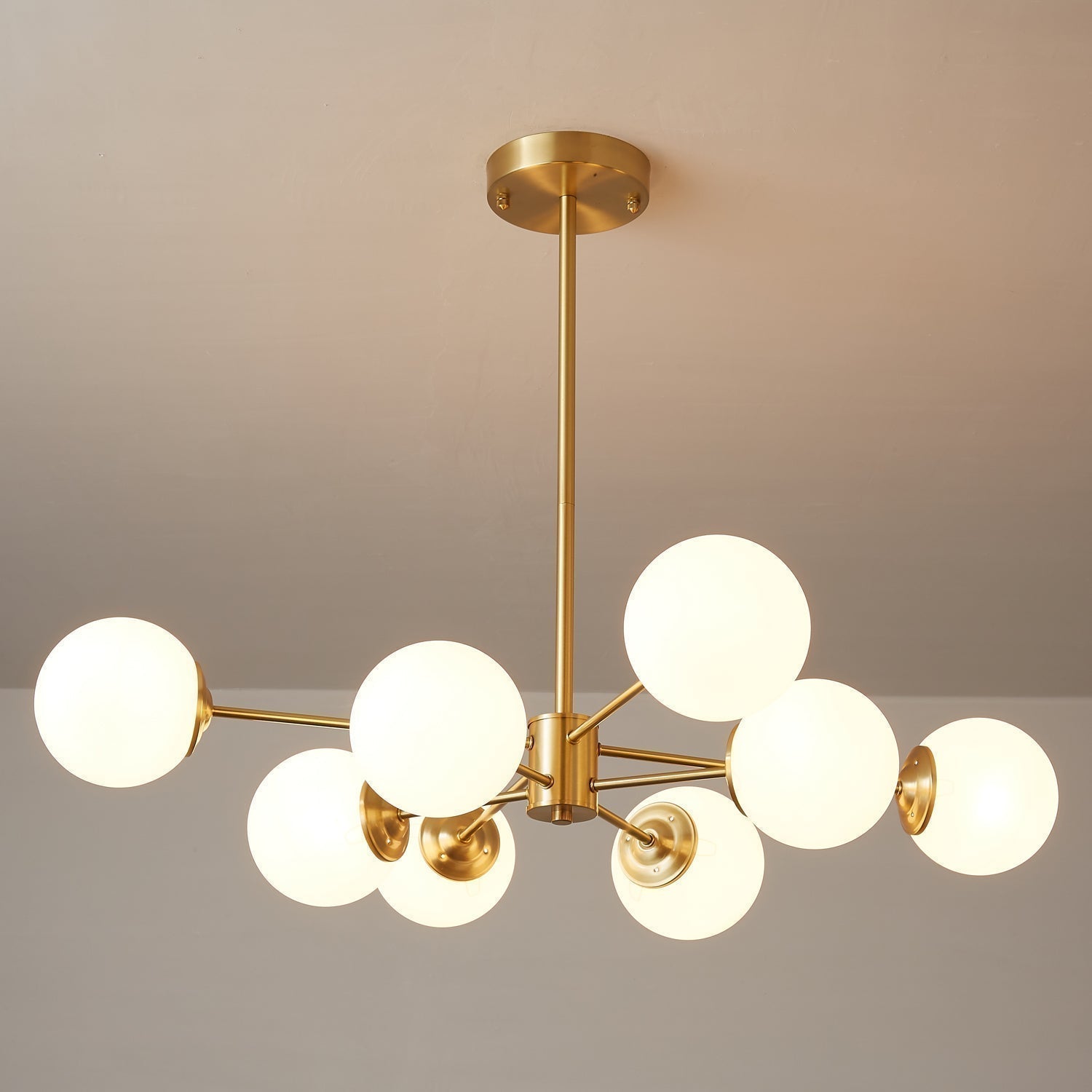 Lustra Lux Lampadario Ottone Vetro Sfere Elegante Moderno