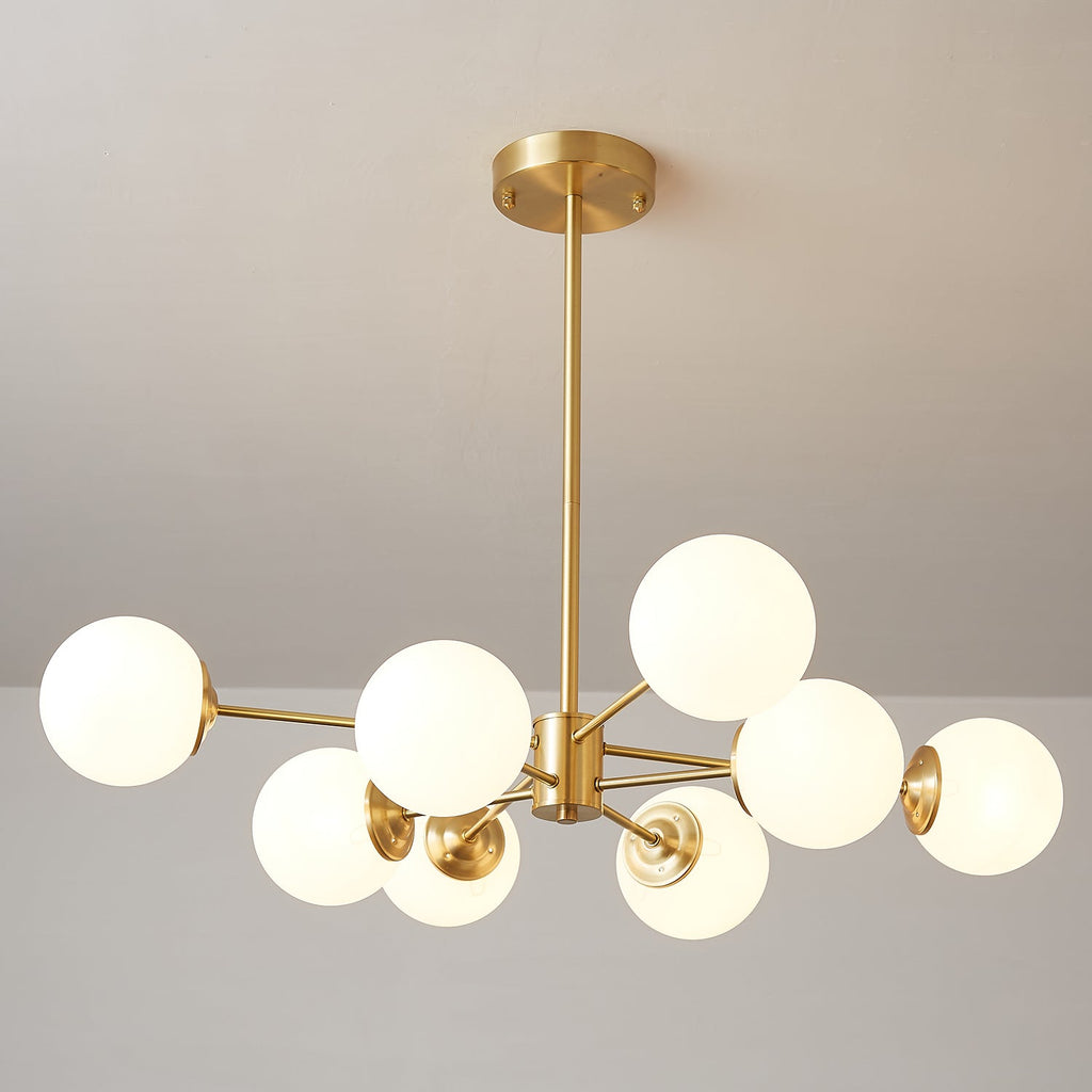 Lustra Lux Lampadario Ottone Vetro Sfere Elegante Moderno