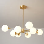 Lustra Lux Lampadario Ottone Vetro Sfere Elegante Moderno