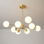 Lustra Lux Lampadario Ottone Vetro Sfere Elegante Moderno