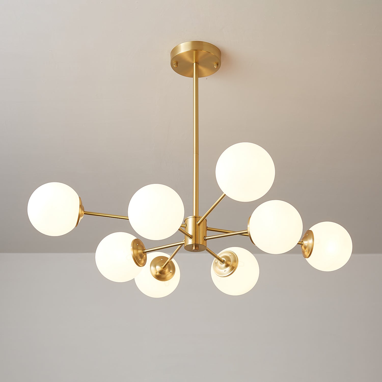 Lustra Lux Lampadario Ottone Vetro Sfere Elegante Moderno