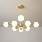 Lustra Lux Lampadario Ottone Vetro Sfere Elegante Moderno
