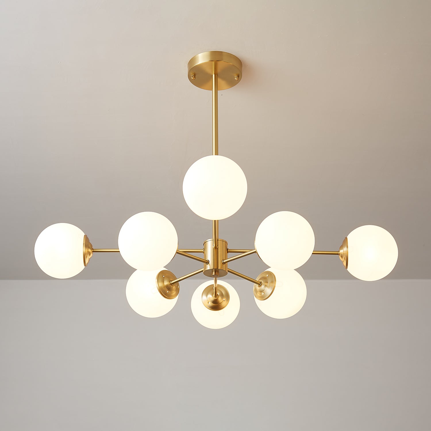 Lustra Lux Lampadario Ottone Vetro Sfere Elegante Moderno
