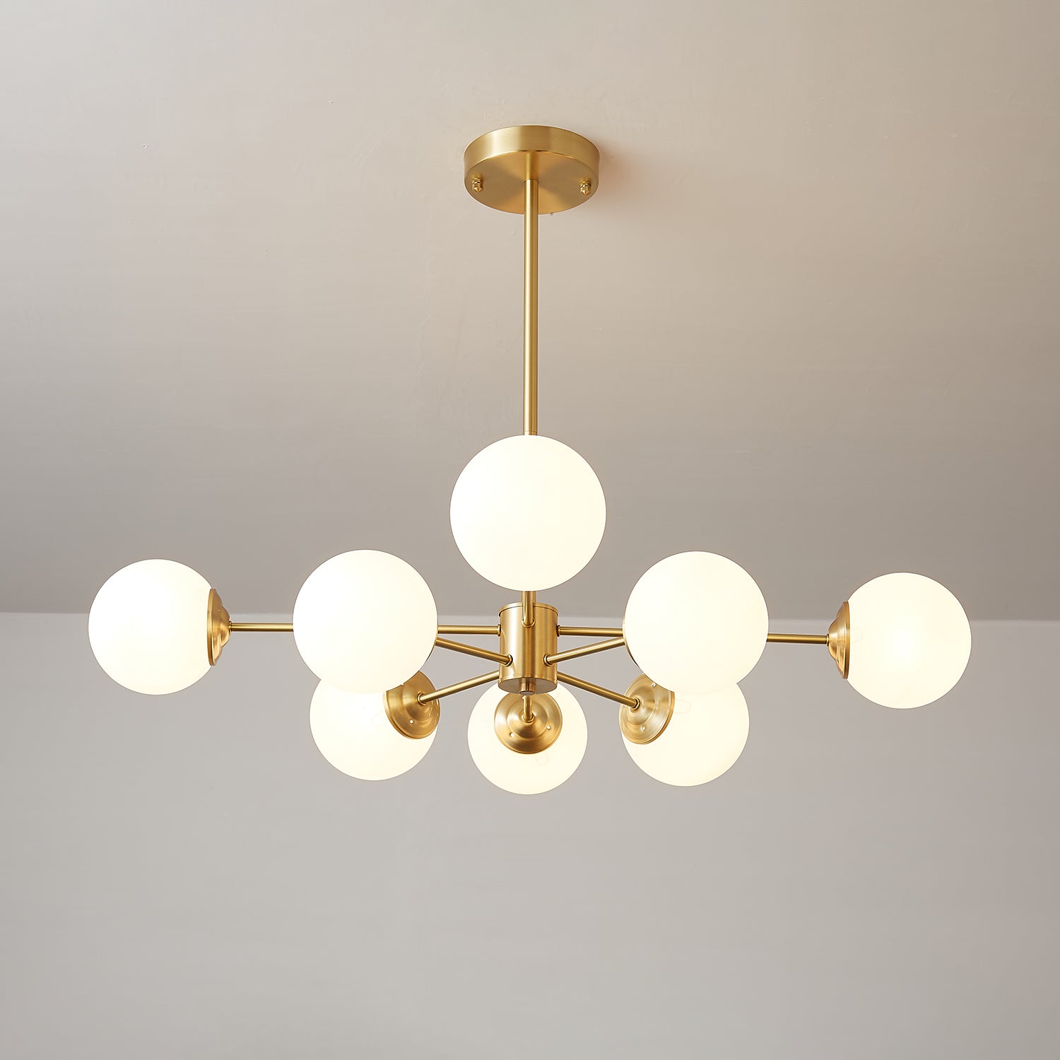 Lustra Lux Lampadario Ottone Vetro Sfere Elegante Moderno