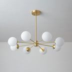 Lustra Lux Lampadario Ottone Vetro Sfere Elegante Moderno