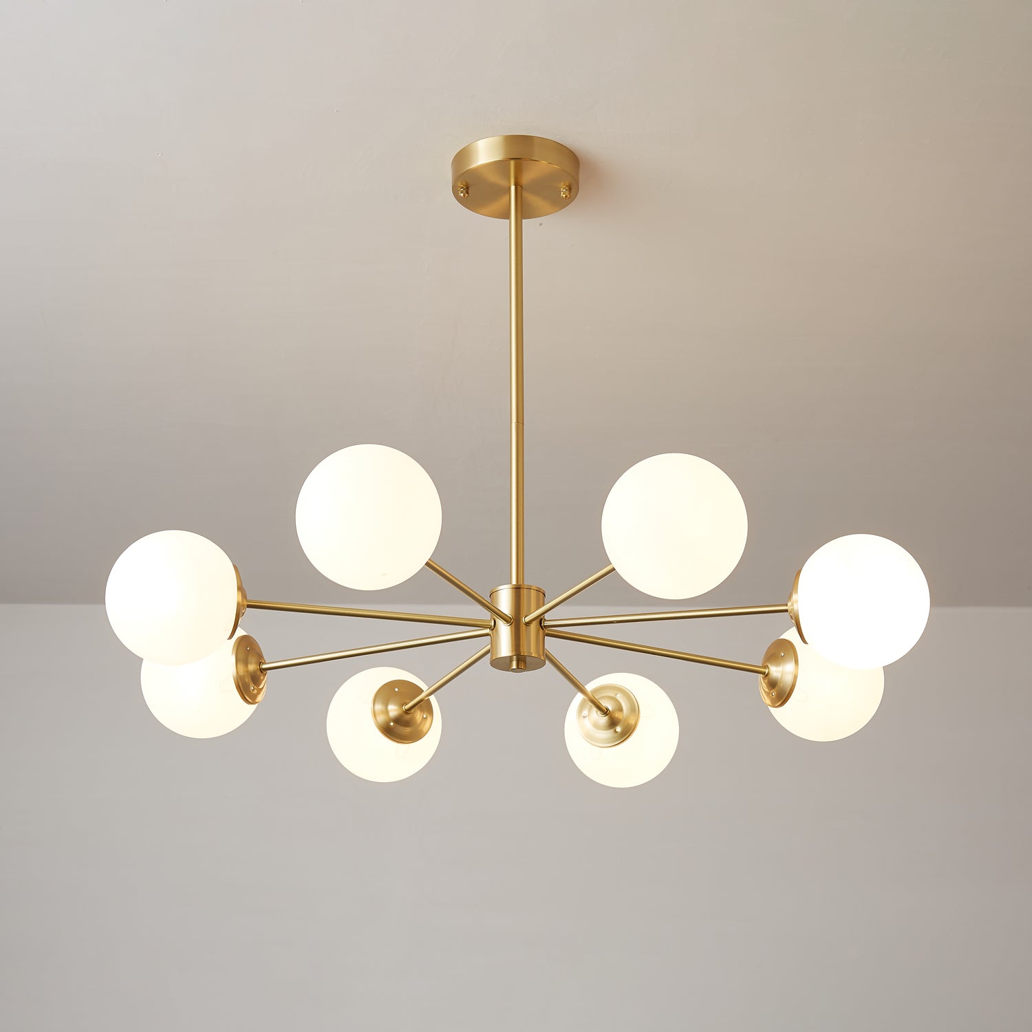 Lustra Lux Lampadario Ottone Vetro Sfere Elegante Moderno