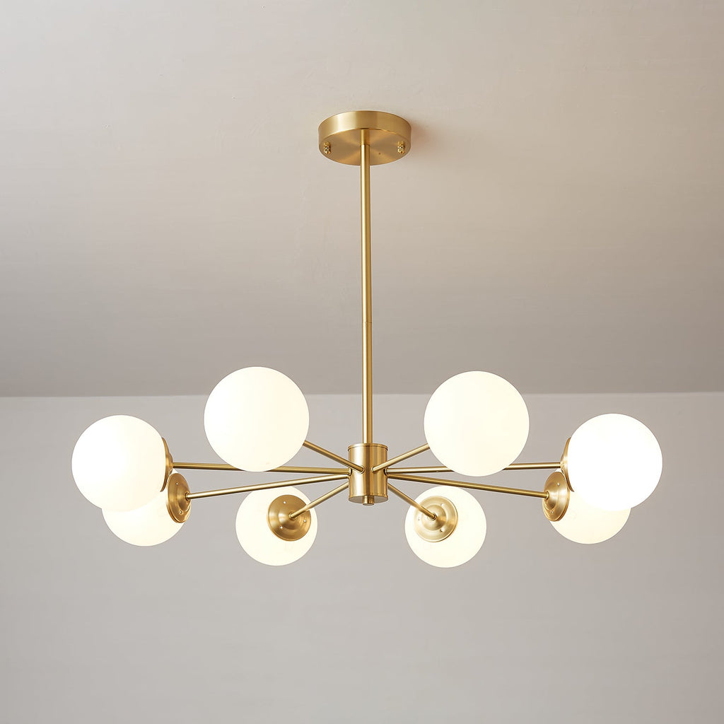 Lustra Lux Lampadario Ottone Vetro Sfere Elegante Moderno