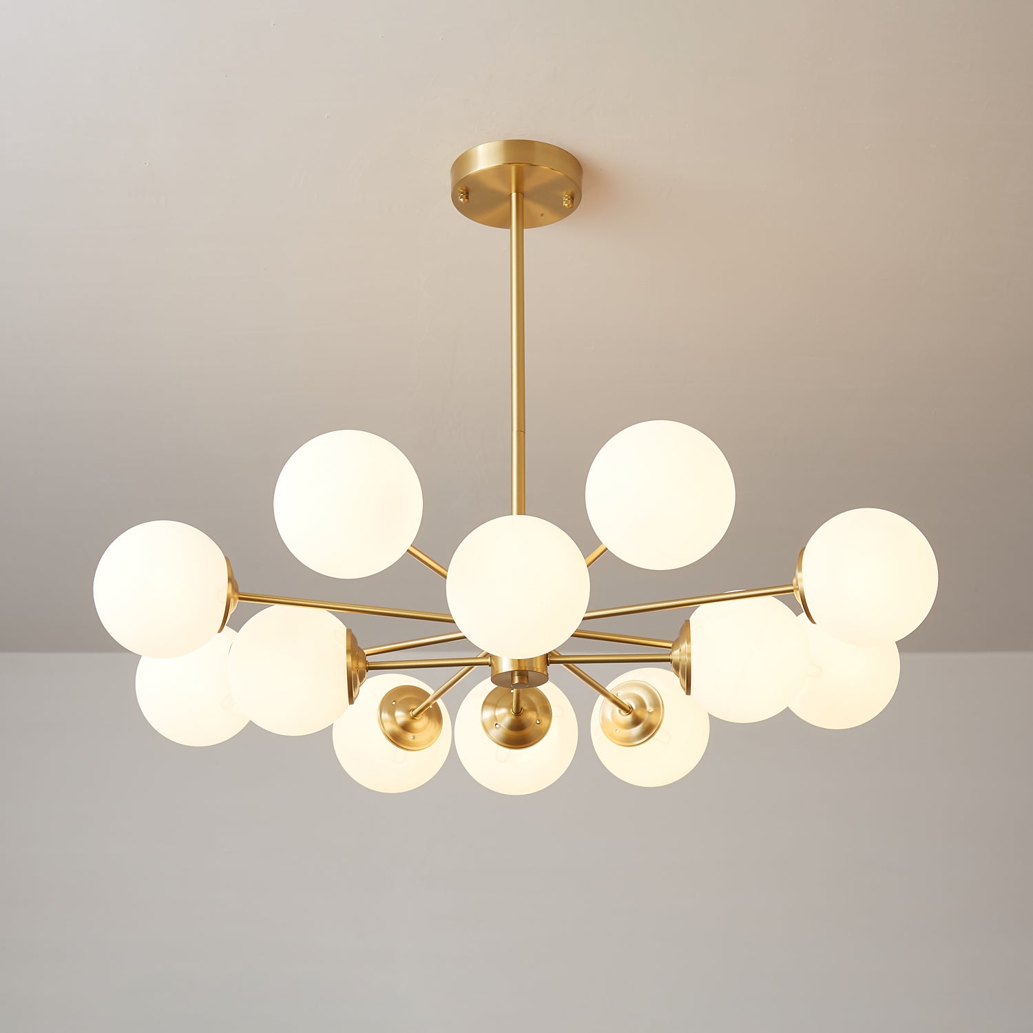 Lustra Lux Lampadario Ottone Vetro Sfere Elegante Moderno