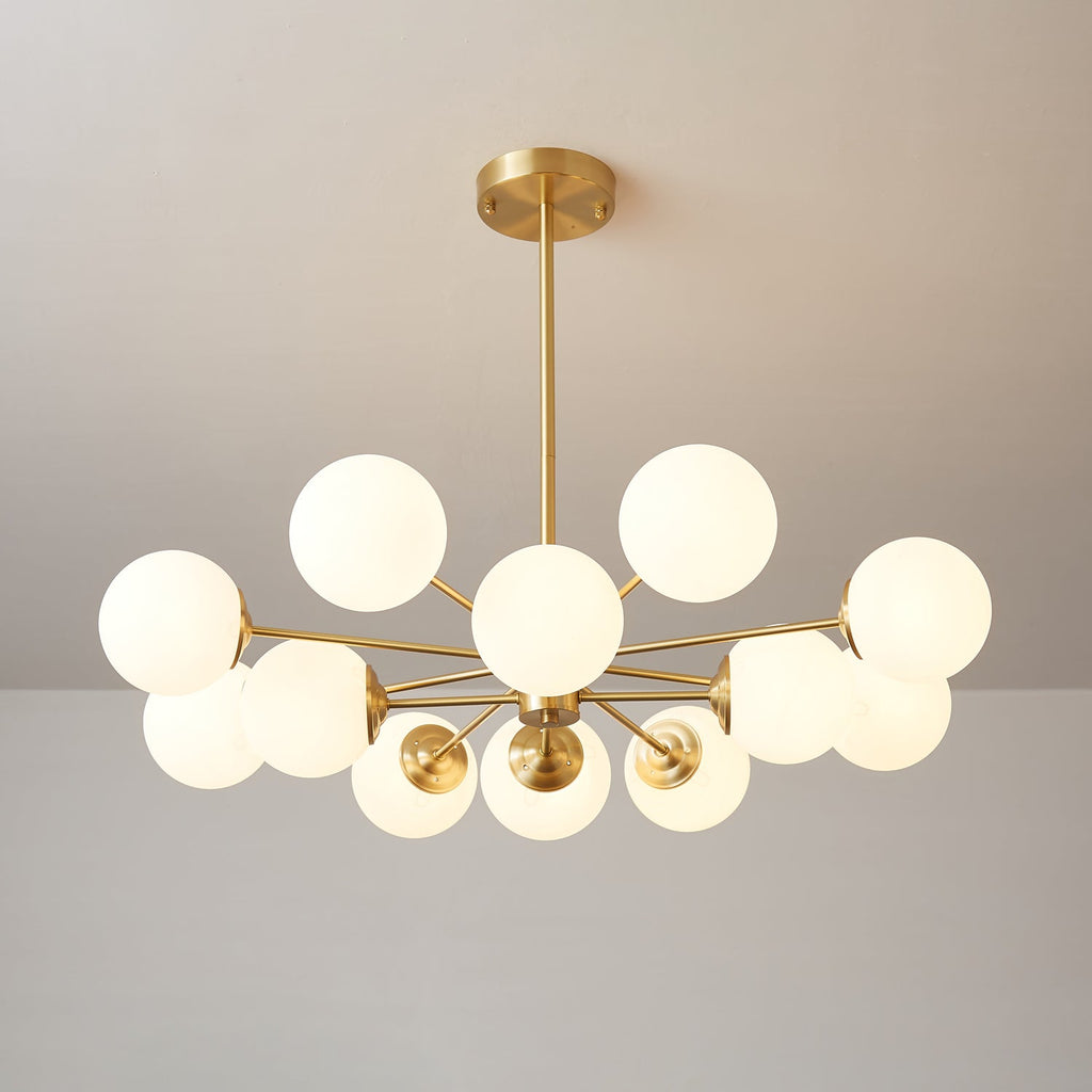 Lustra Lux Lampadario Ottone Vetro Sfere Elegante Moderno