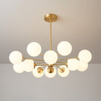 Lustra Lux Lampadario Ottone Vetro Sfere Elegante Moderno