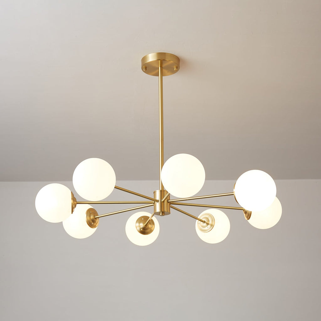 Lustra Lux Lampadario Ottone Vetro Sfere Elegante Moderno