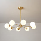 Lustra Lux Lampadario Ottone Vetro Sfere Elegante Moderno
