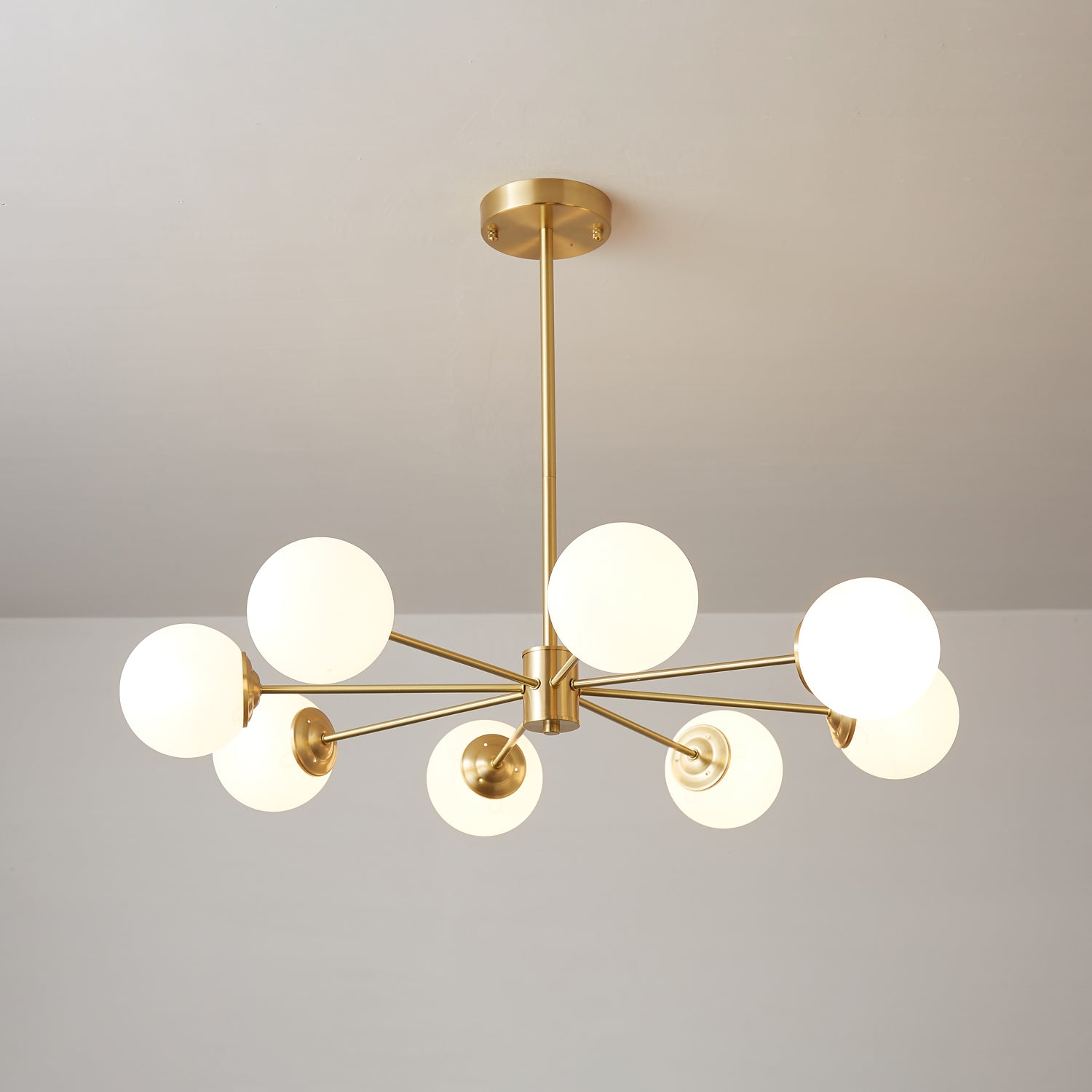 Lustra Lux Lampadario Ottone Vetro Sfere Elegante Moderno
