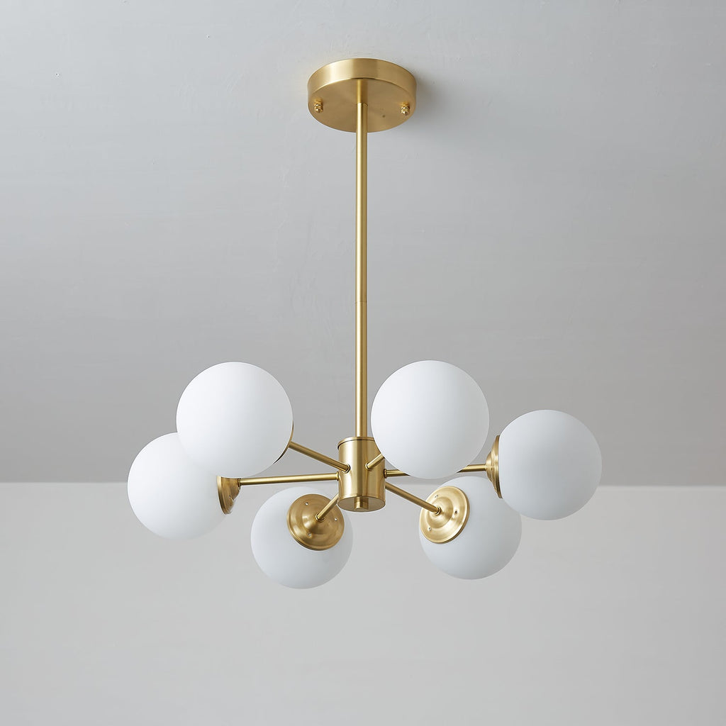Lustra Lux Lampadario Ottone Vetro Sfere Elegante Moderno