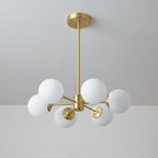 Lustra Lux Lampadario Ottone Vetro Sfere Elegante Moderno