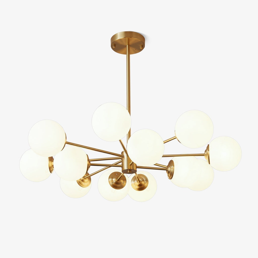 Lustra Lux Lampadario Ottone Vetro Sfere Elegante Moderno