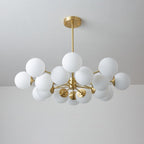 Lustra Lux Lampadario Ottone Vetro Sfere Elegante Moderno