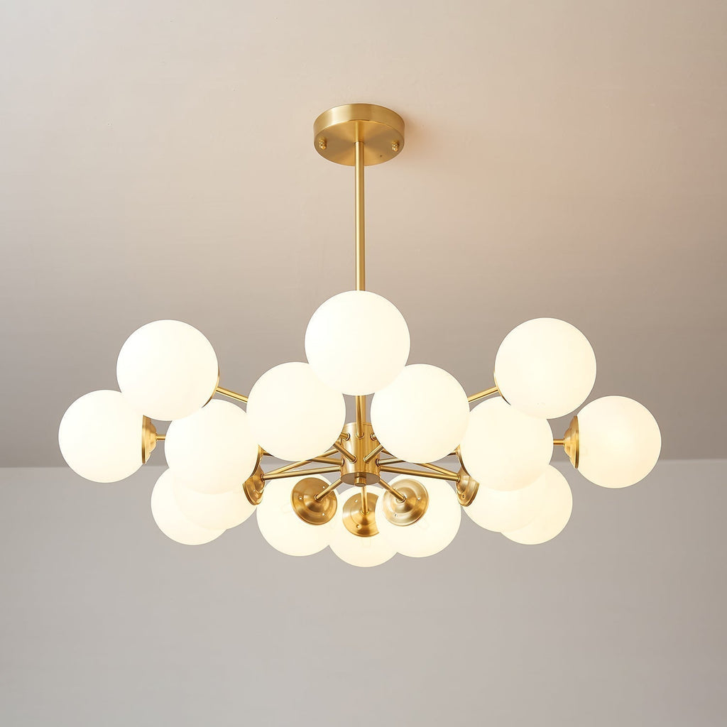 Lustra Lux Lampadario Ottone Vetro Sfere Elegante Moderno