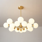 Lustra Lux Lampadario Ottone Vetro Sfere Elegante Moderno