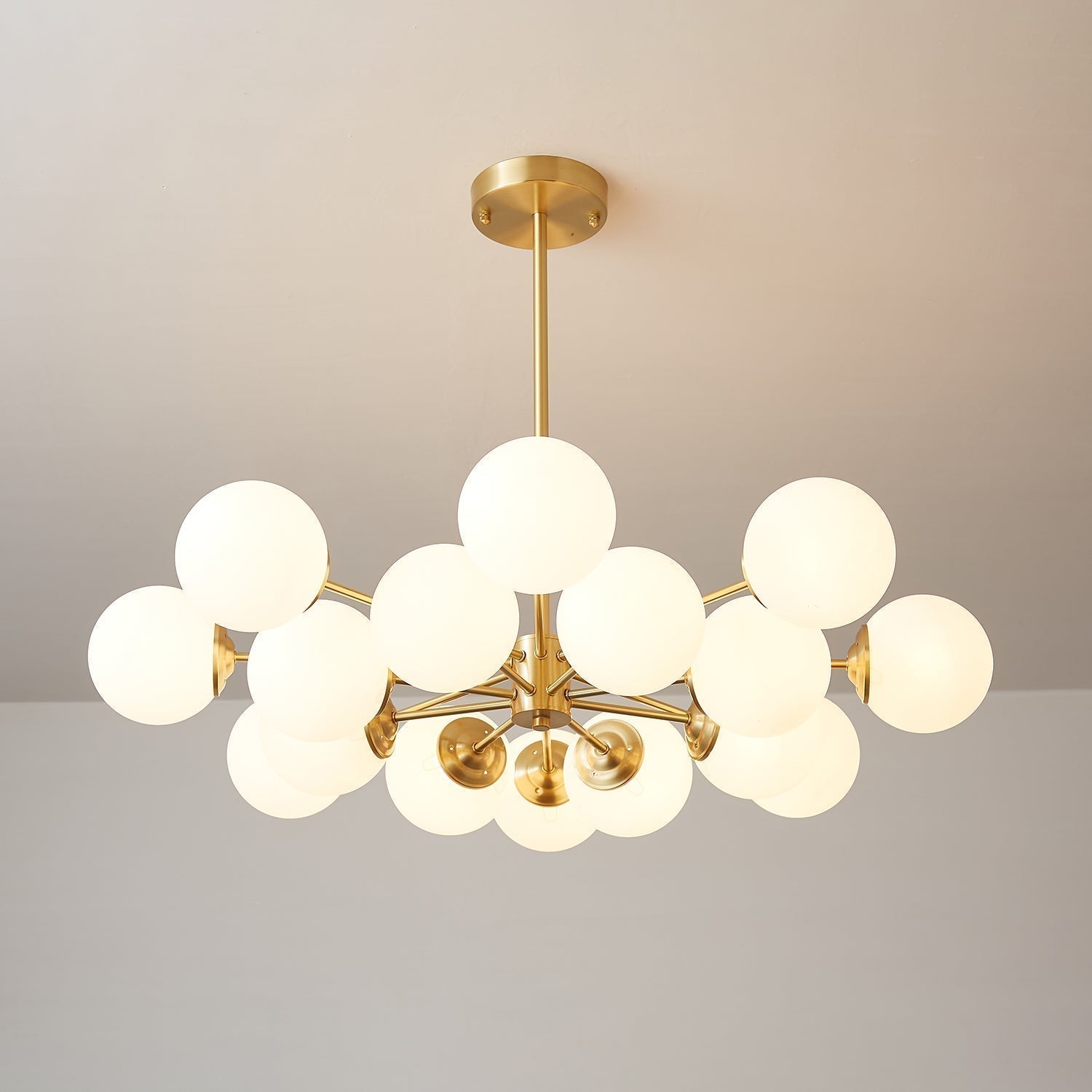 Lustra Lux Lampadario Ottone Vetro Sfere Elegante Moderno