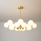 Lustra Lux Lampadario Ottone Vetro Sfere Elegante Moderno
