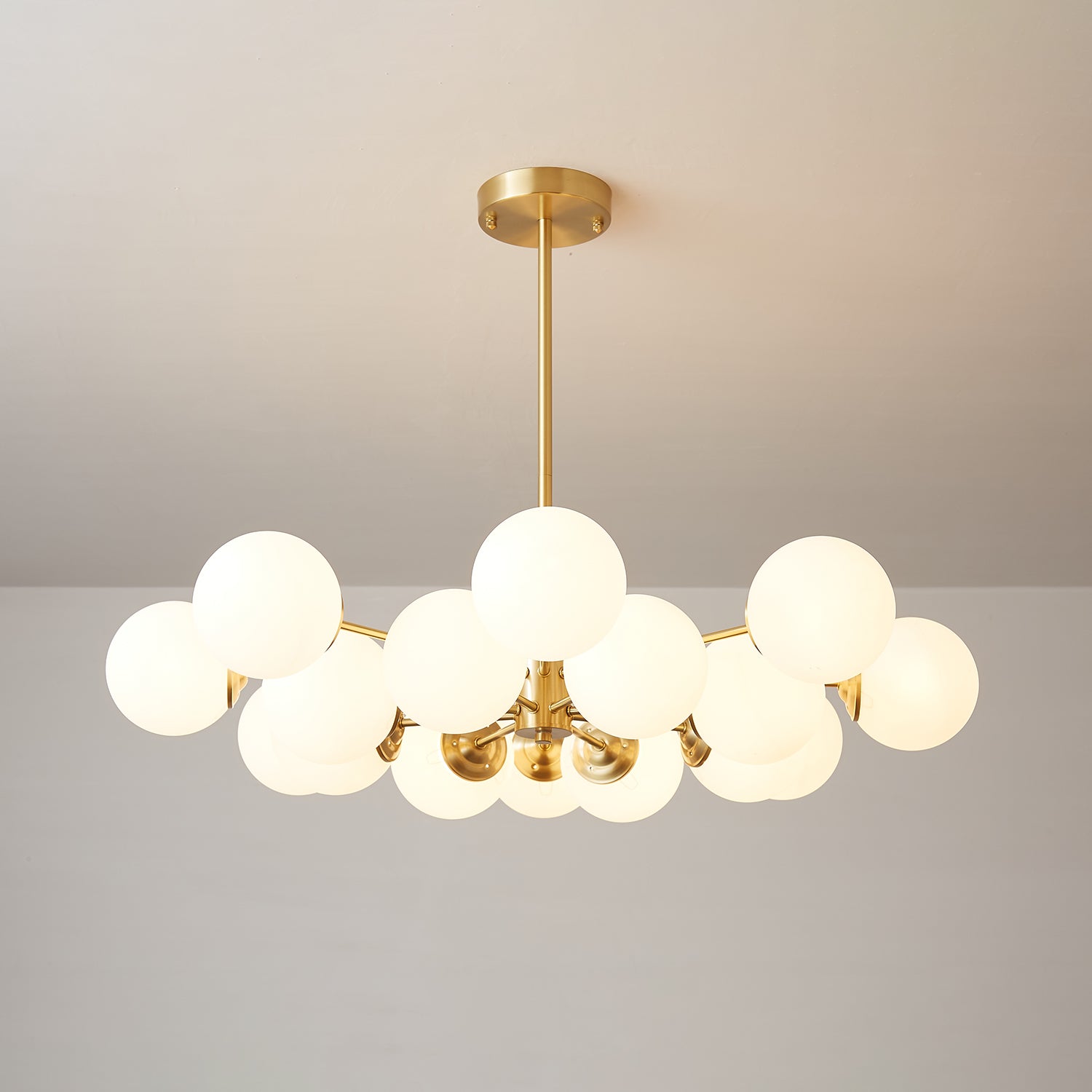 Lustra Lux Lampadario Ottone Vetro Sfere Elegante Moderno
