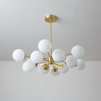 Lustra Lux Lampadario Ottone Vetro Sfere Elegante Moderno