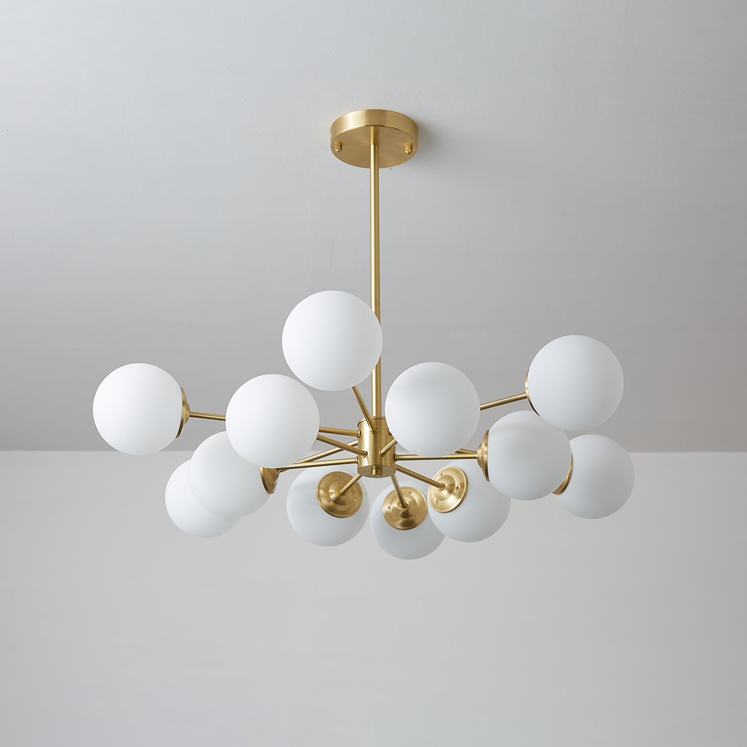 Lustra Lux Lampadario Ottone Vetro Sfere Elegante Moderno