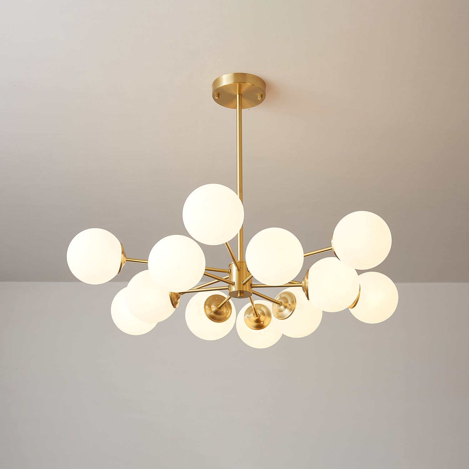 Lustra Lux Lampadario Ottone Vetro Sfere Elegante Moderno