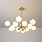 Lustra Lux Lampadario Ottone Vetro Sfere Elegante Moderno