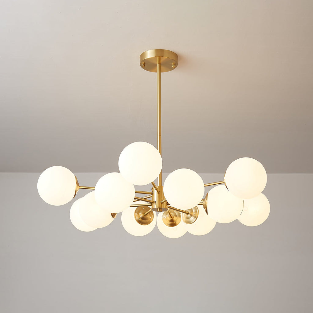 Lustra Lux Lampadario Ottone Vetro Sfere Elegante Moderno
