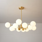 Lustra Lux Lampadario Ottone Vetro Sfere Elegante Moderno
