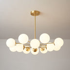 Lustra Lux Lampadario Ottone Vetro Sfere Elegante Moderno