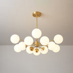 Lustra Lux Lampadario Ottone Vetro Sfere Elegante Moderno