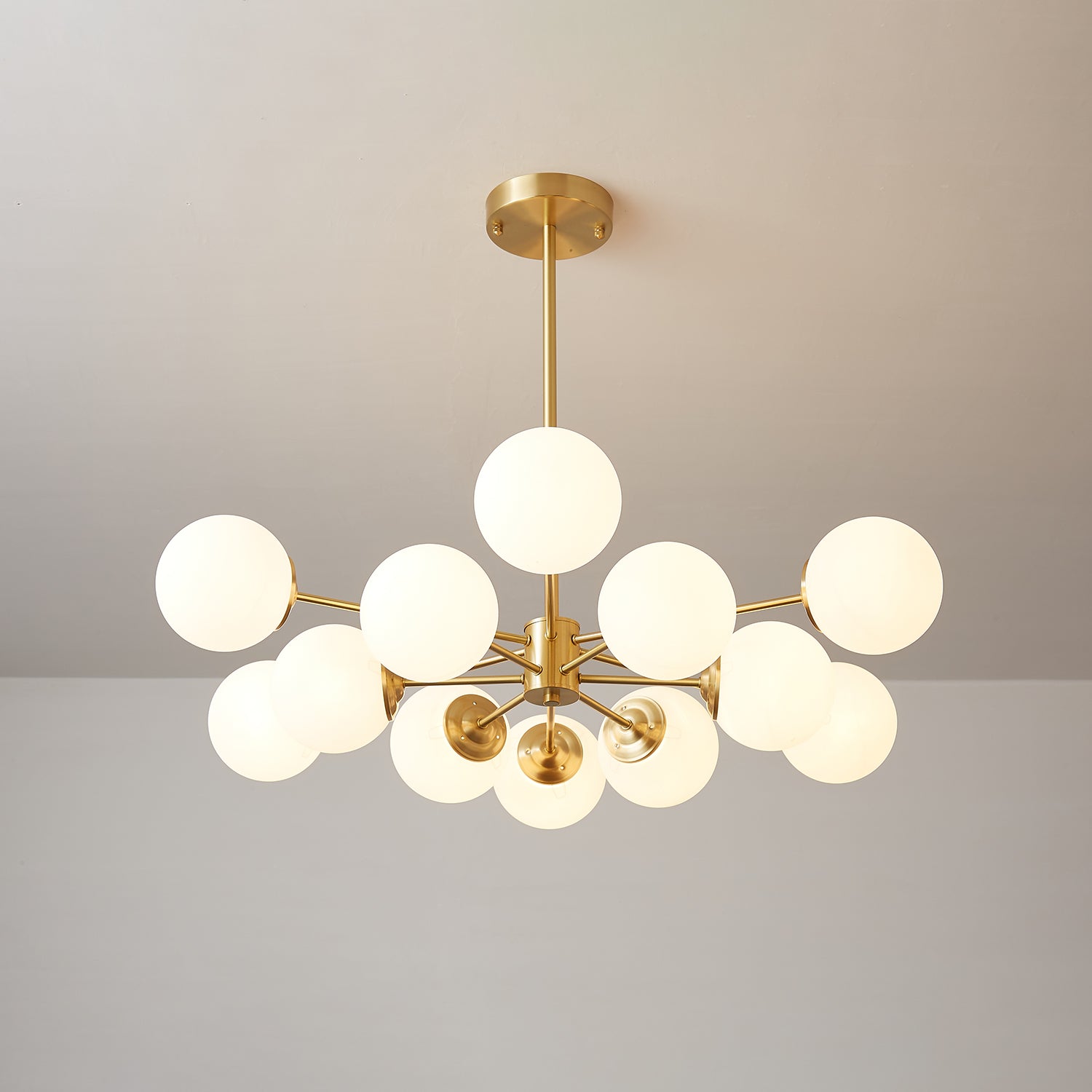 Lustra Lux Lampadario Ottone Vetro Sfere Elegante Moderno
