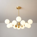 Lustra Lux Lampadario Ottone Vetro Sfere Elegante Moderno