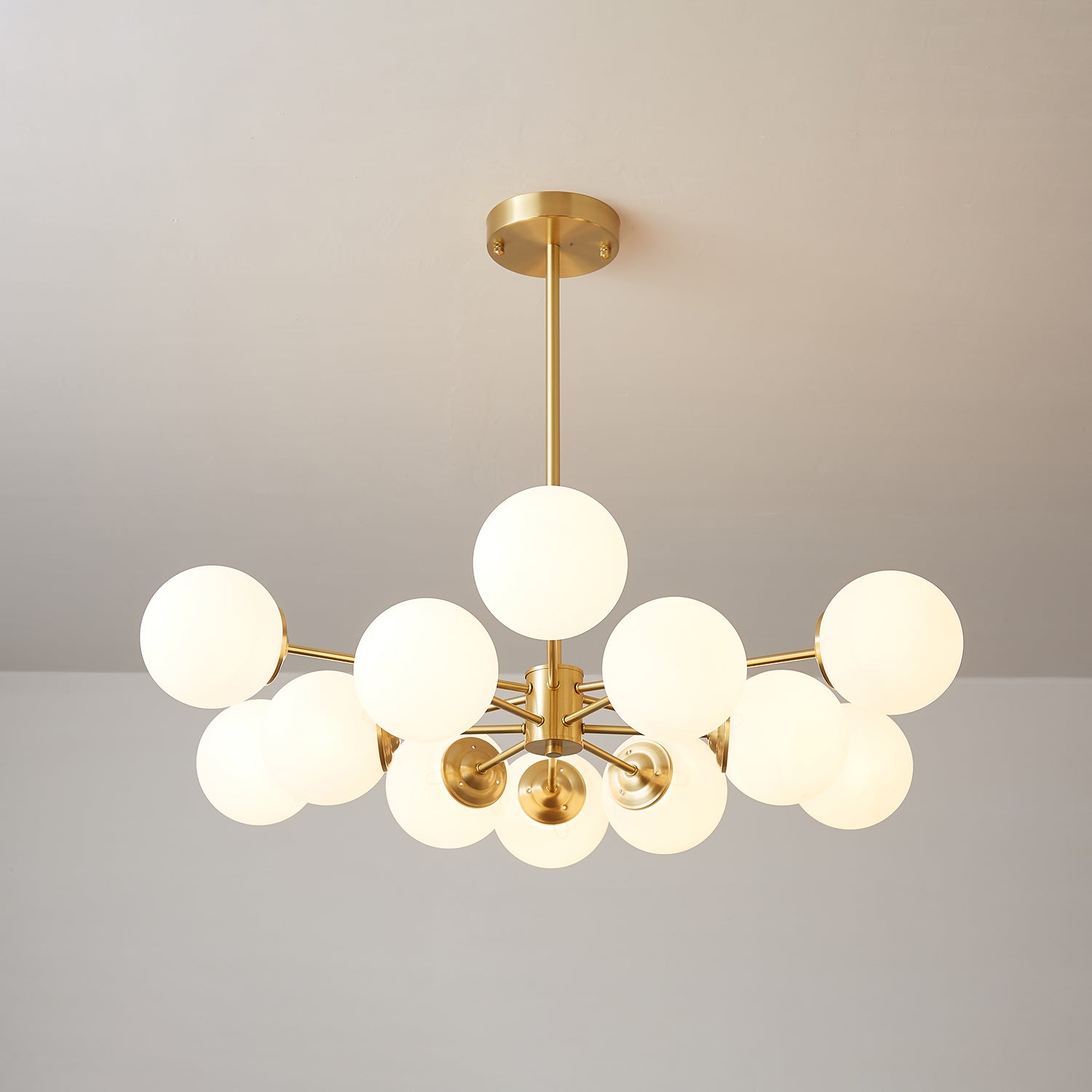 Lustra Lux Lampadario Ottone Vetro Sfere Elegante Moderno