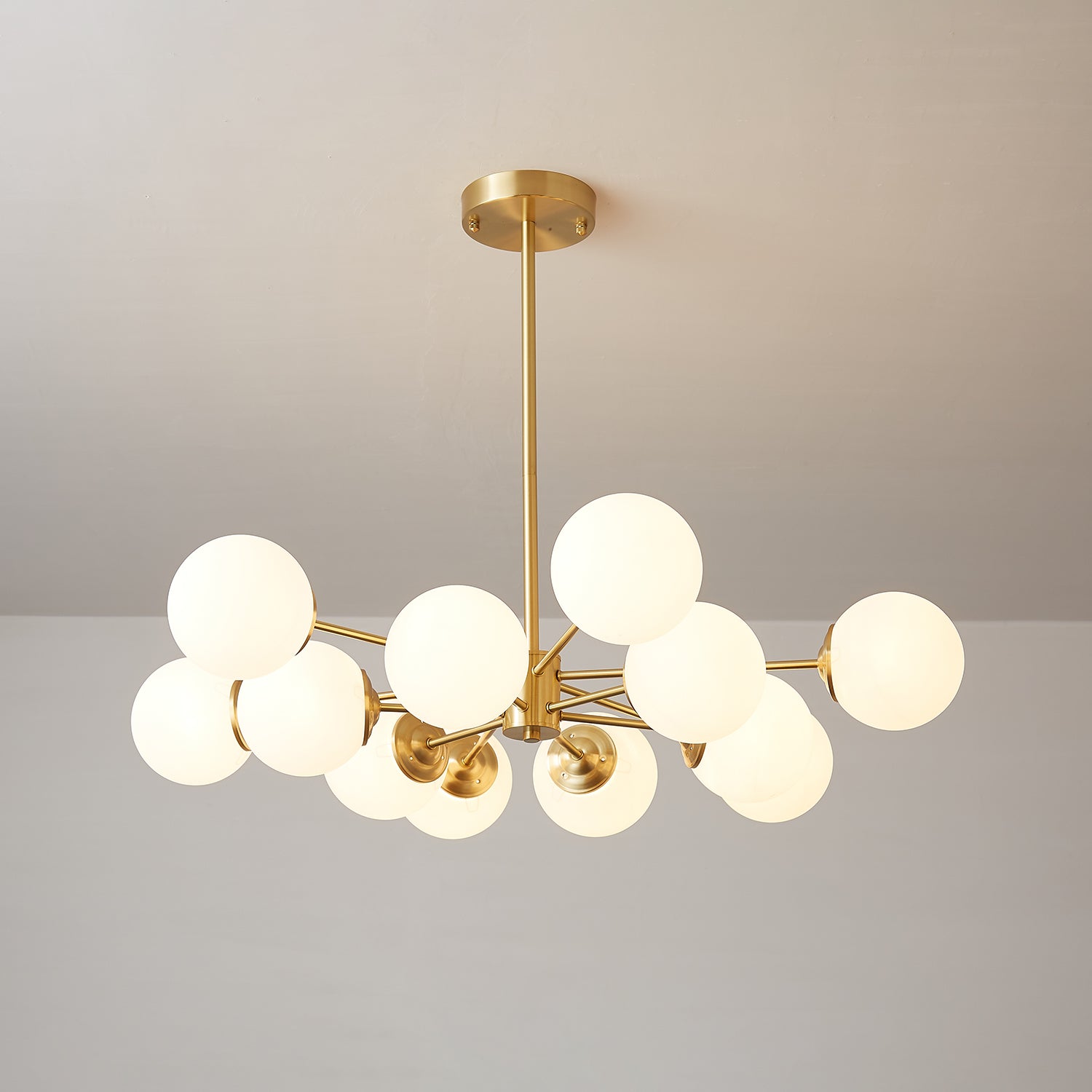 Lustra Lux Lampadario Ottone Vetro Sfere Elegante Moderno
