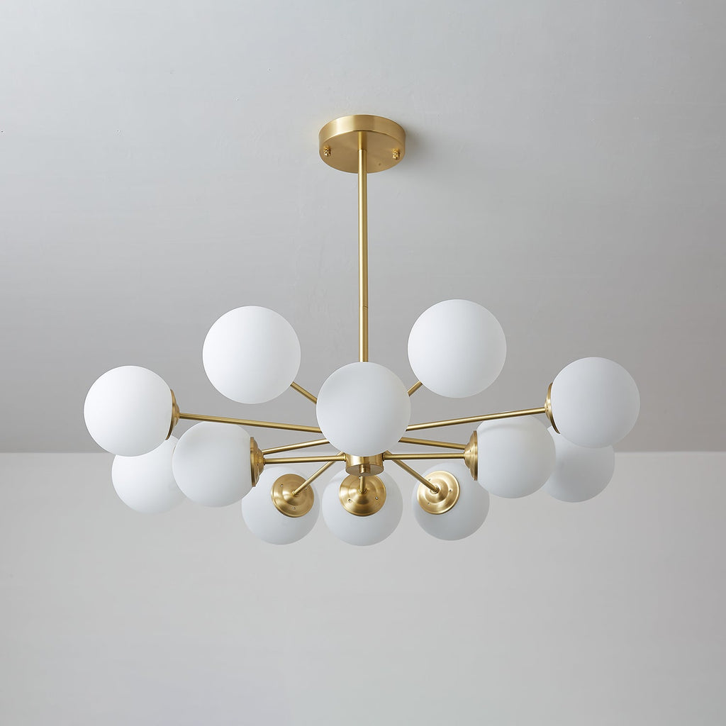 Lustra Lux Lampadario Ottone Vetro Sfere Elegante Moderno