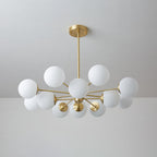 Lustra Lux Lampadario Ottone Vetro Sfere Elegante Moderno