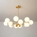 Lustra Lux Lampadario Ottone Vetro Sfere Elegante Moderno