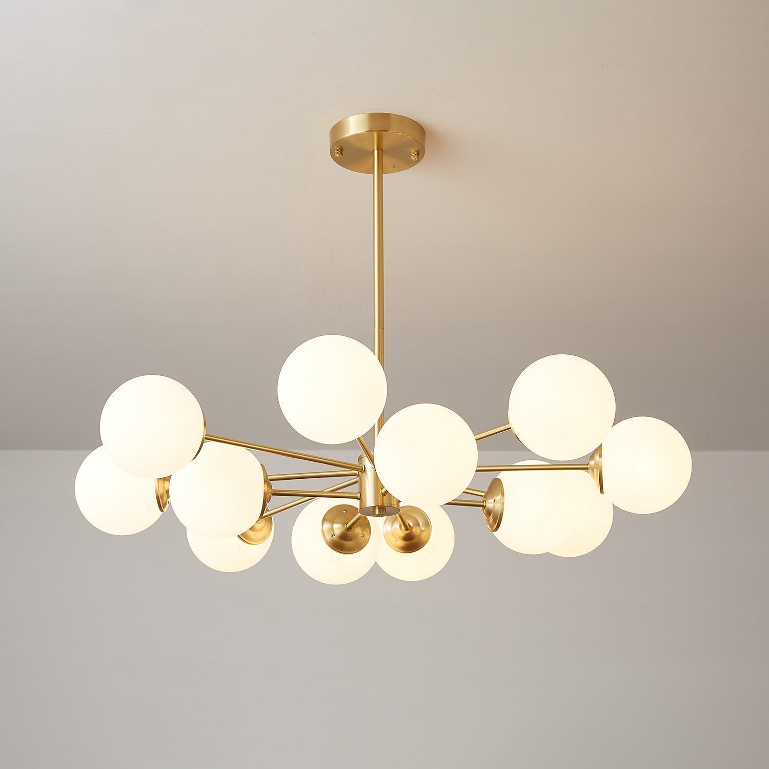 Lustra Lux Lampadario Ottone Vetro Sfere Elegante Moderno